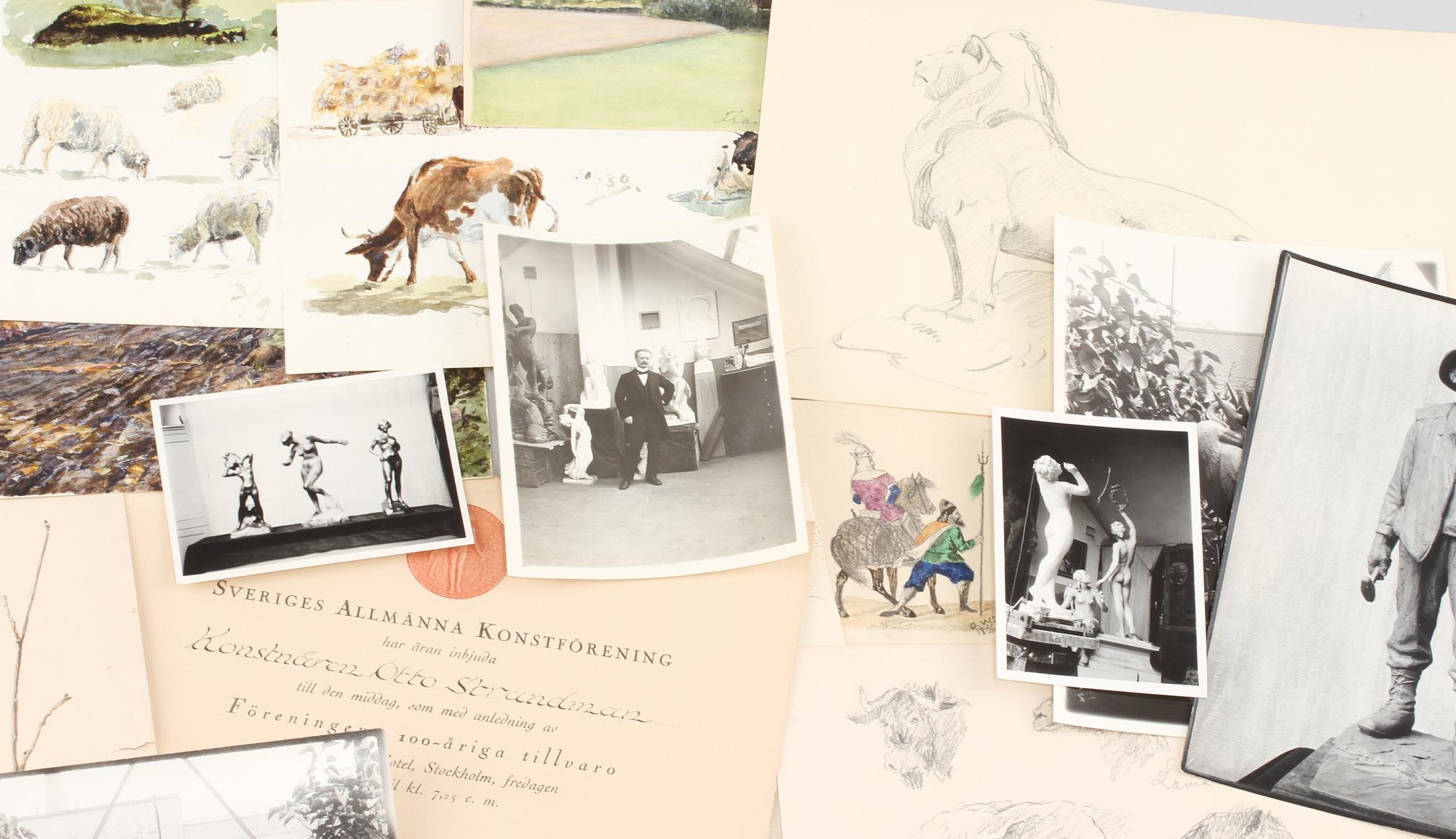 OTTO STRANDMAN, konstnärsrelaterat material, ca 90 persedlar.