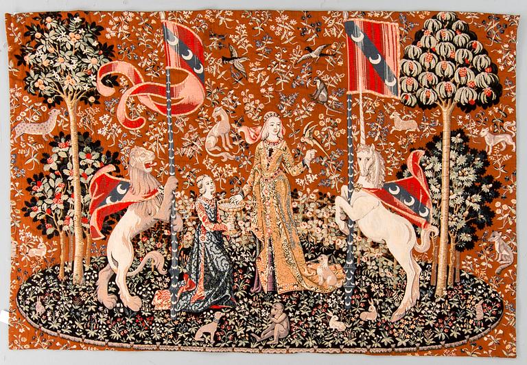 A machine woven tapestry from the second half of the 20th century. Around 129 x 195 cm.