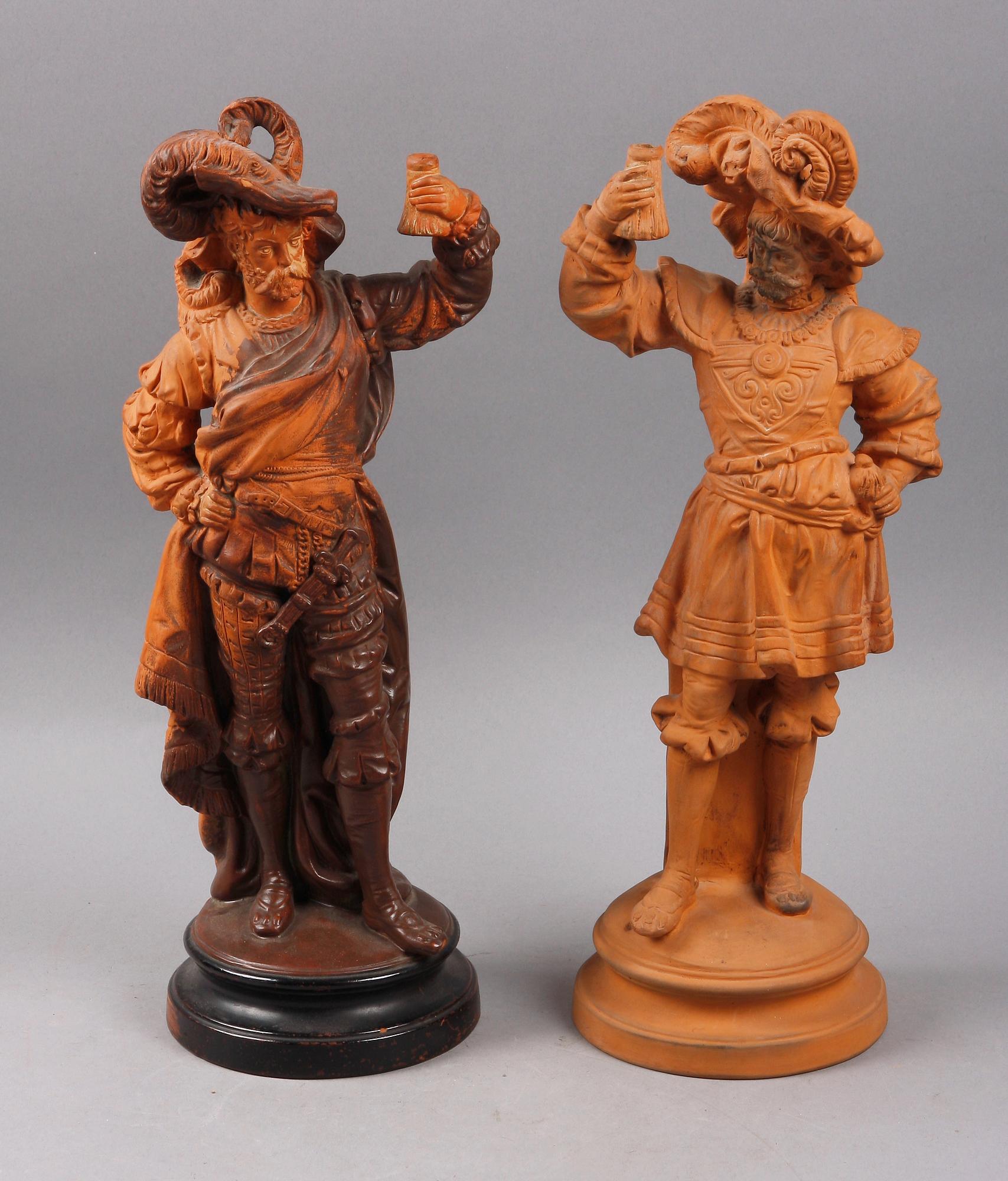 FIGURINER, ett par, terrakotta. UFFRECHT & CO, Tyskland, 1800/1900-tal.