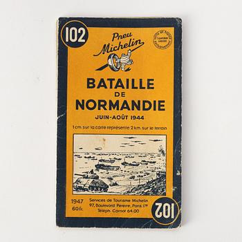 Karta, "Bataille de Normandie Juin - Août 1944", Pneu Michelin, Frankrike, 1947.