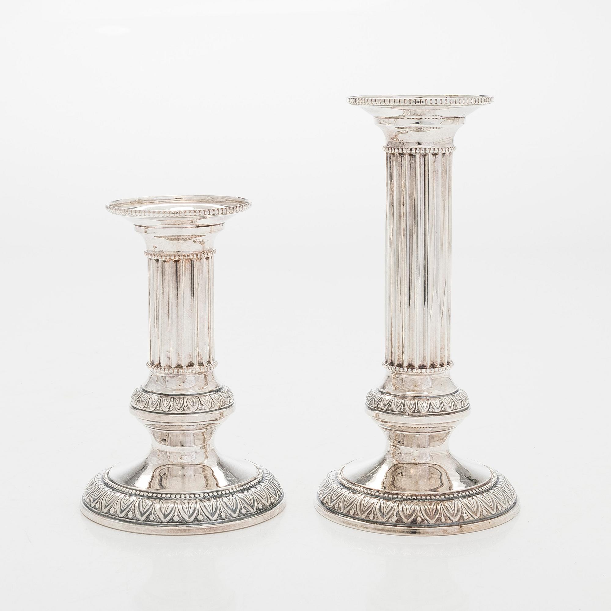 A set of four silver candlesticks, Kultateollisuus oy, Turku, 1968 and 1988.