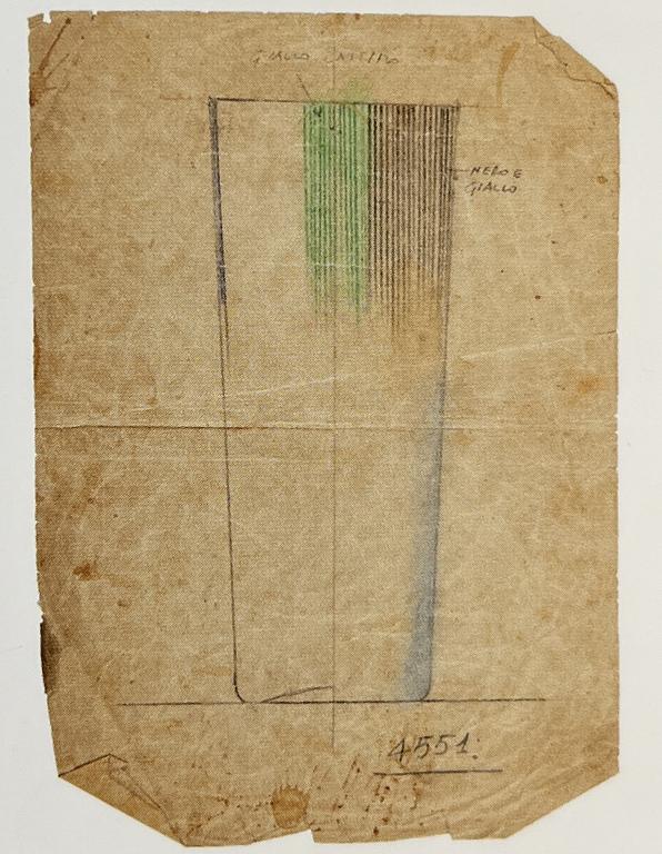 Carlo Scarpa, a rare "Tessuto bicolore" glass vase, model 4551, Venini, Murano, Italy 1945-48.