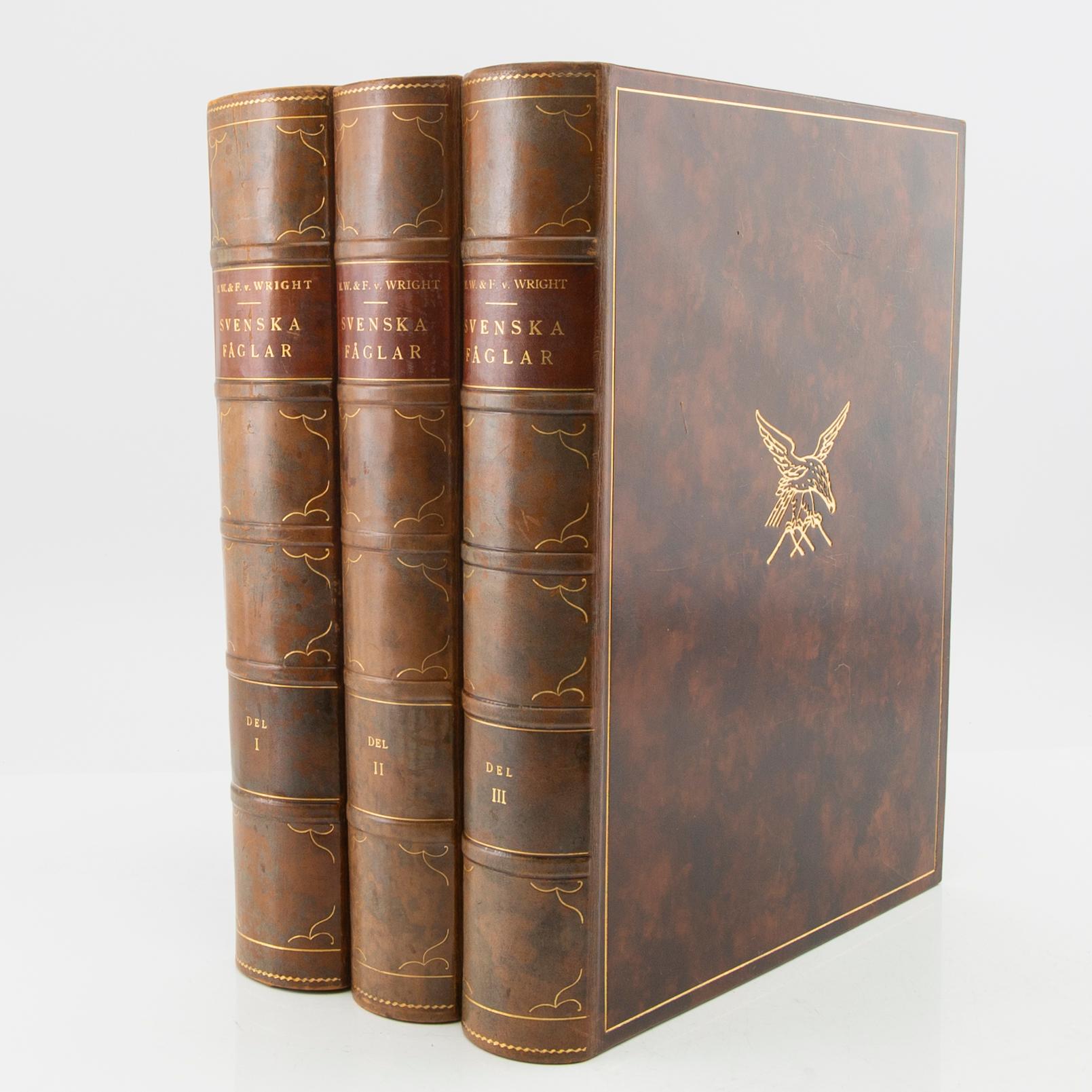 The von Wright Brothers, book works, 3 volumes, "Swedish Birds", A. Börtzells Printing Co. Ltd., Stockholm, 1924-1929.