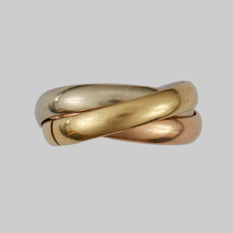 RING, Cartier, "Trinity". 18k gul-, röd- och vitguld. Vikt ca 7,6 gram.