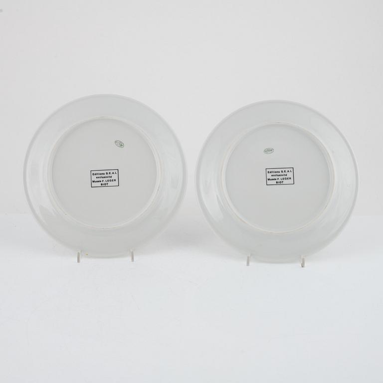 Fernand Léger, efter. Tallrikar, 8 st, porslin, Biot, Frankrike.
