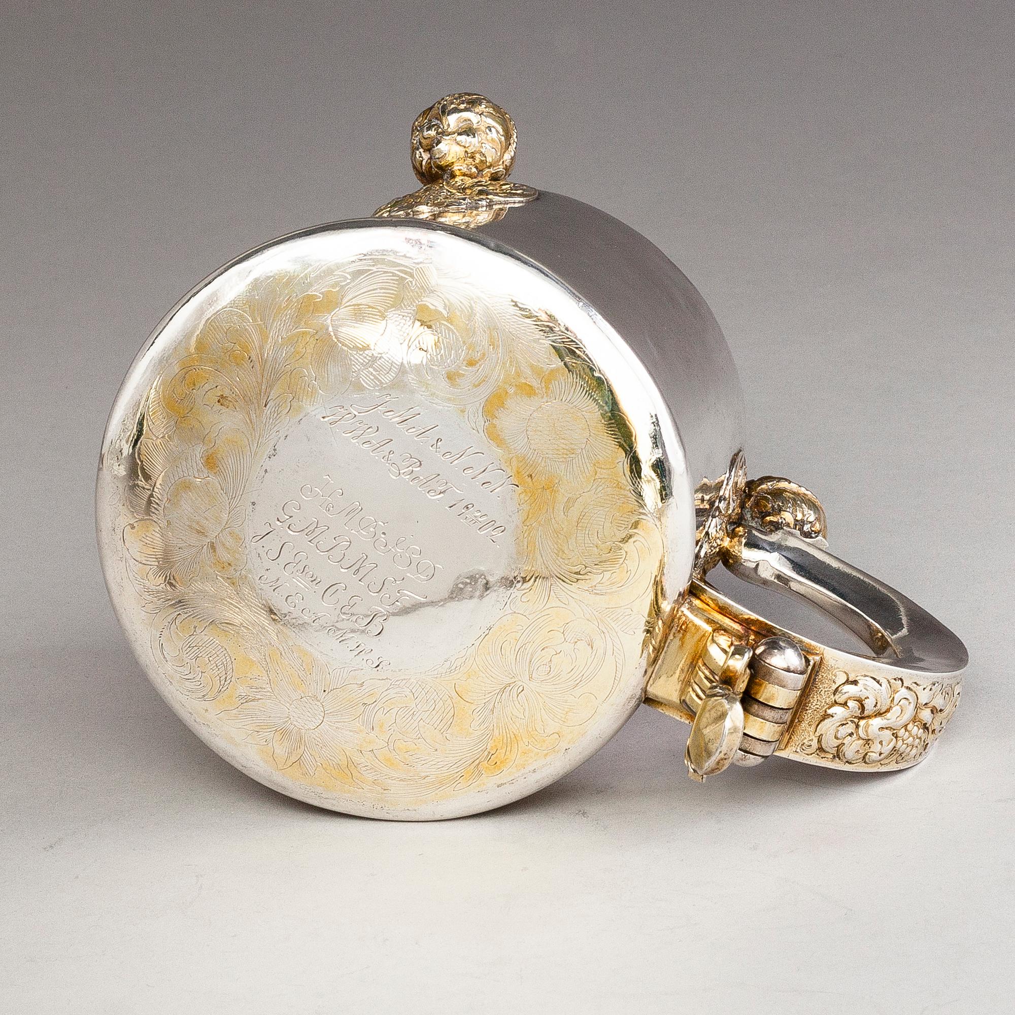 CHRISTOPHER RICHTER, A baroque parcel-gilt silver tankard, Stockholm 1691.