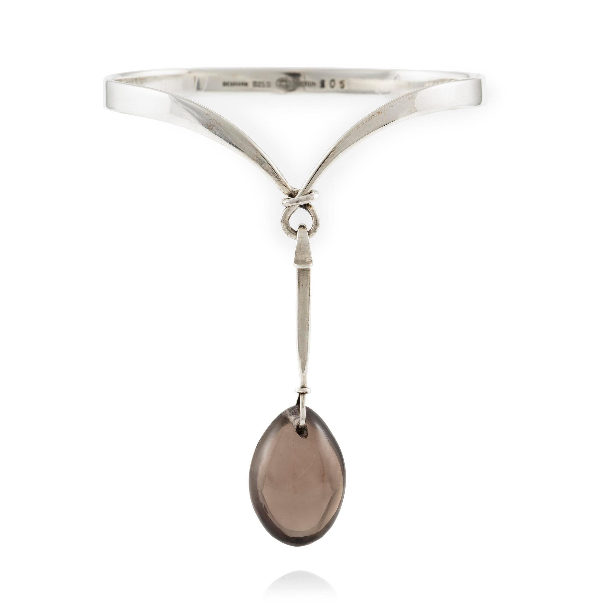 Vivianna Torun Bülow-Hübe, a bracelet with pendant, sterling silver and smoky quartz, for Georg Jensen.