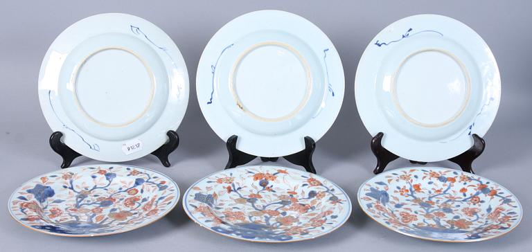 TALLRIKAR, 6 st, porslin, Kina, 1700-tal.