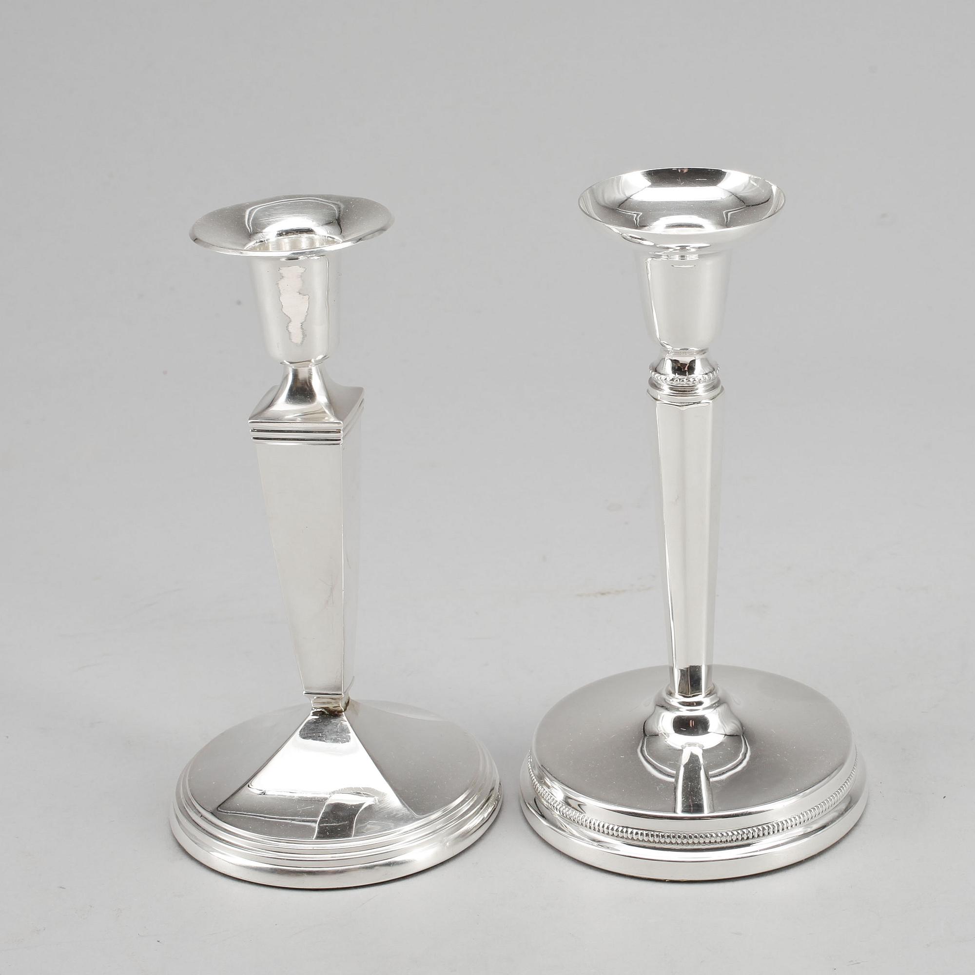 LJUSSTAKAR, 2 st, silver, bla GAB, Stockholm 1966.