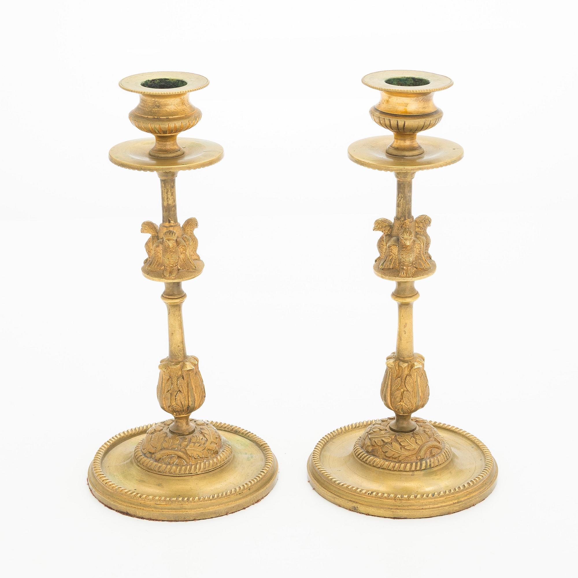 A pair of early 20th century candlesticks.