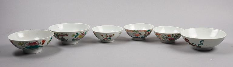 SKÅLAR, 6 st, porslin, Kina, 1800-tal.