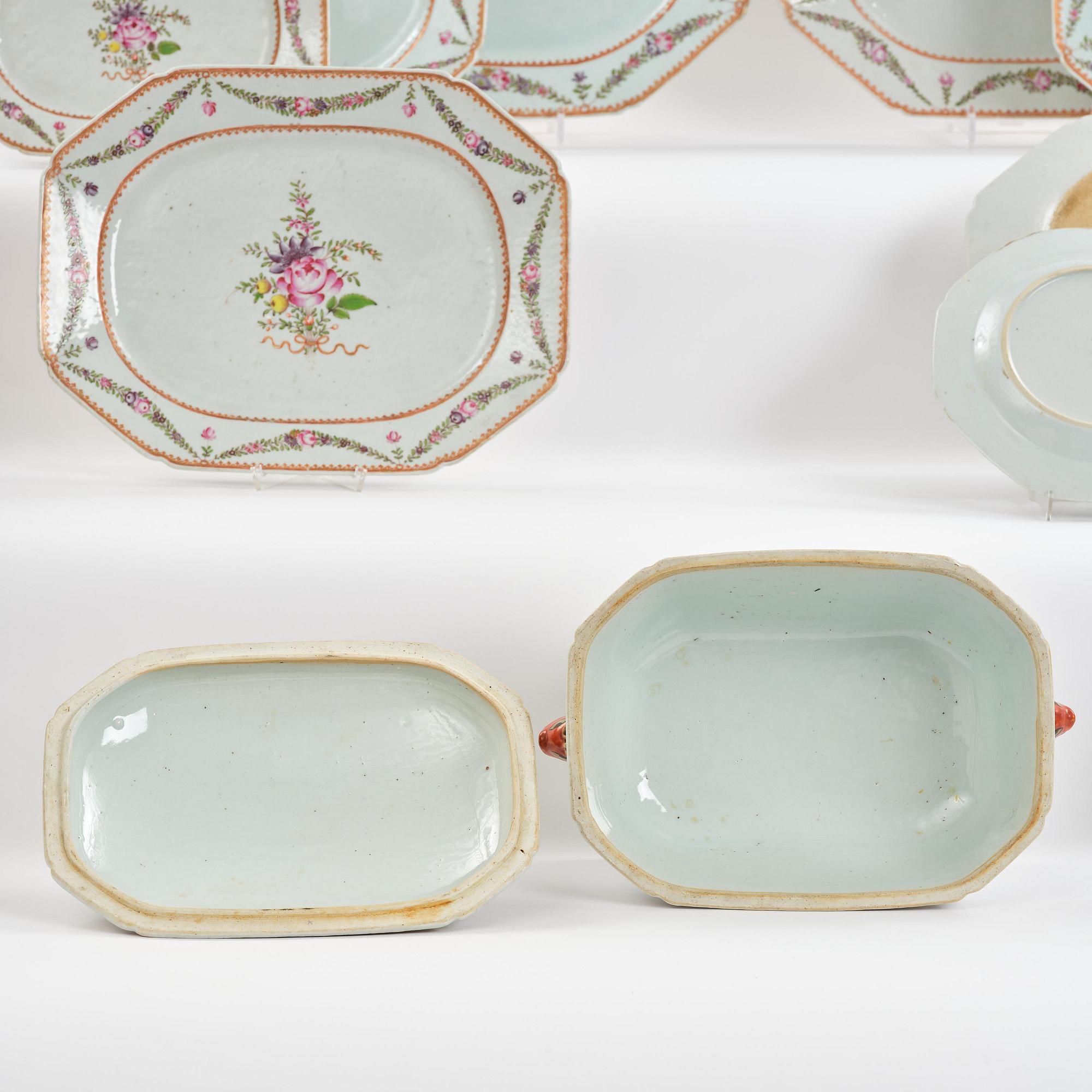 An extensive famille rose dinner service, Qing dynasty, Qianlong (1736-95). (106 pieces).