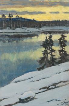 Väinö Blomstedt, Vinterlandskap i skymningen.