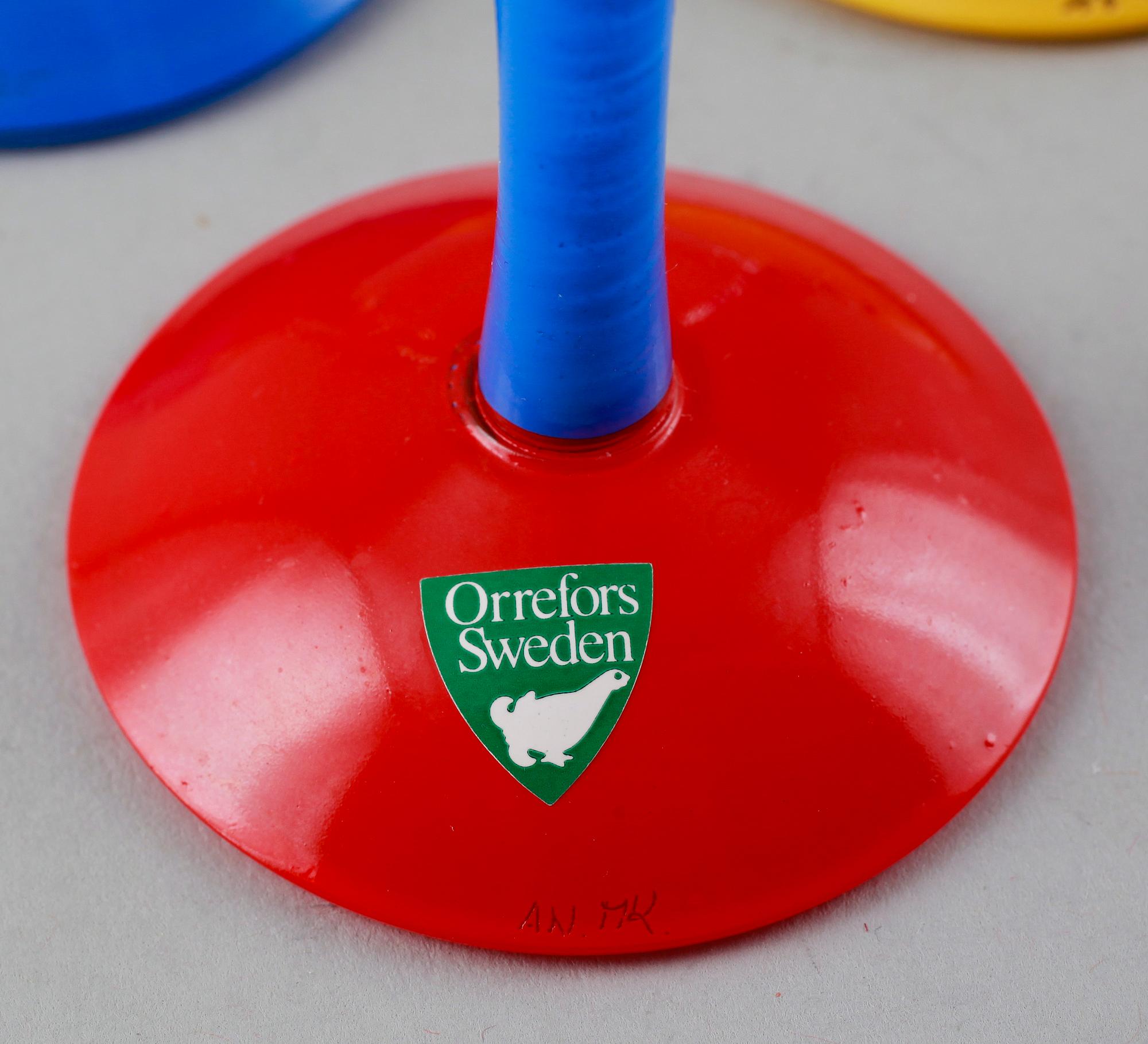 SNAPSGLAS, 6 st, "Clown", Anne Nilsson, Orrefors, 1900-talets slut.