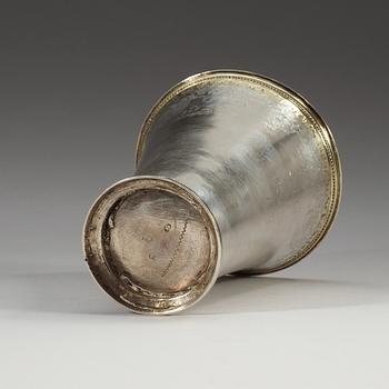 A Swedish 18th century parcel-gilt tankard, unidentified makers mark, Stockholm after 1714.
