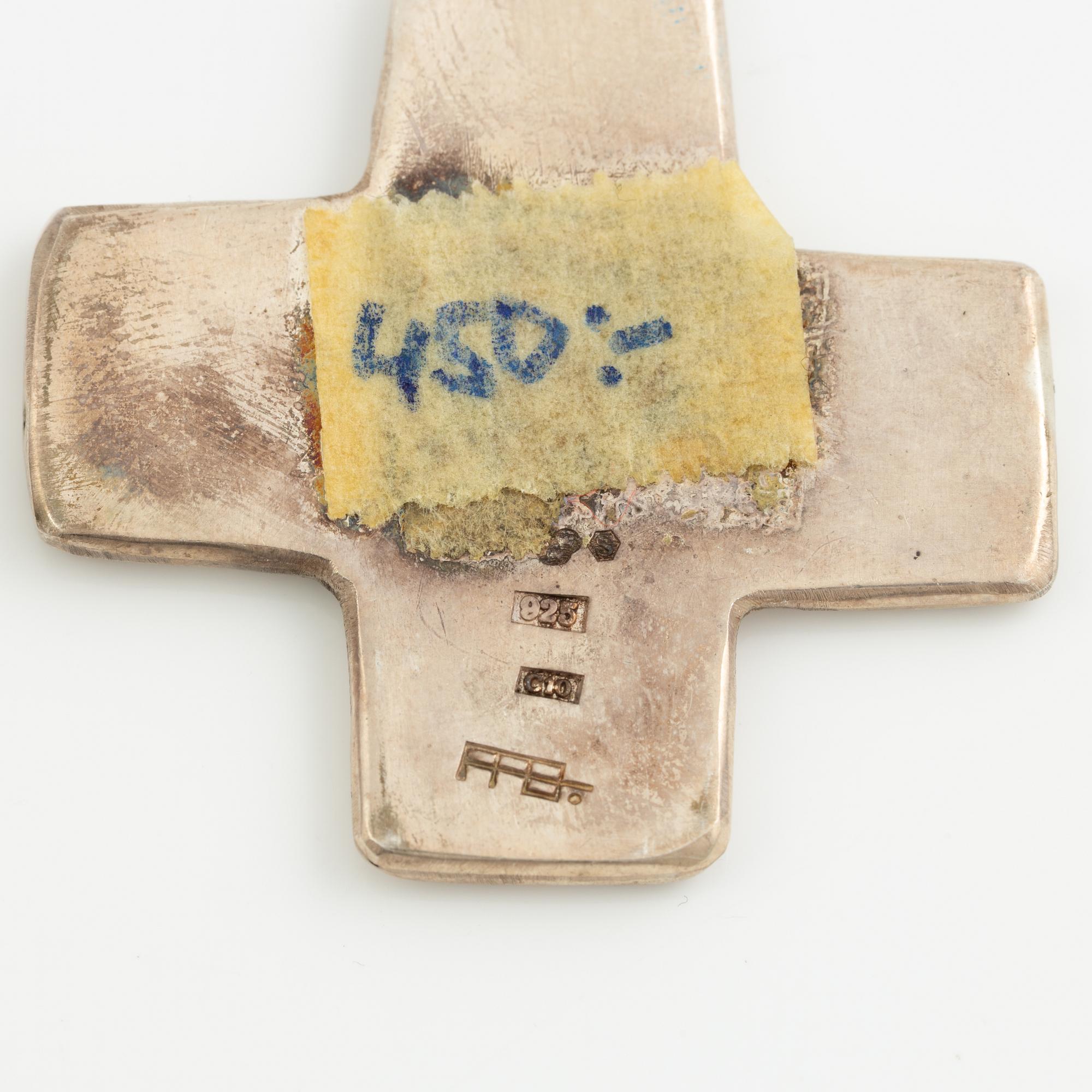 Lars Arby, a neck ring and seven pendants, silver, Gothenburg 1966, 1977 and 1982.