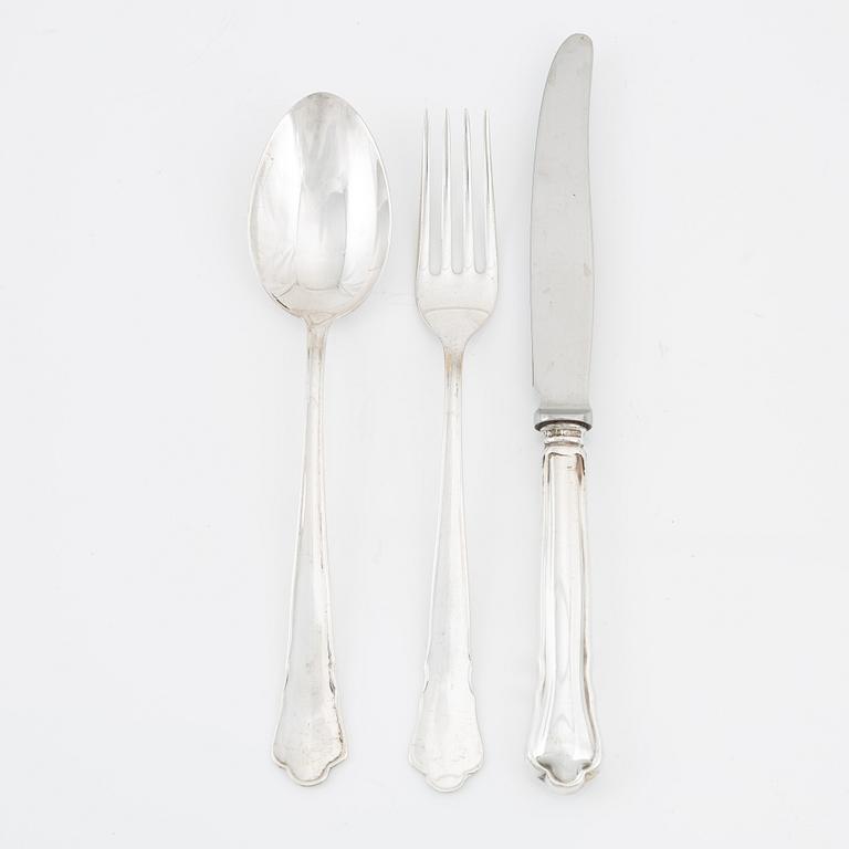 A swedish silver cutlery, model 'Chippendale', GAB, Eskilstuna and Stockholm, some 1962.