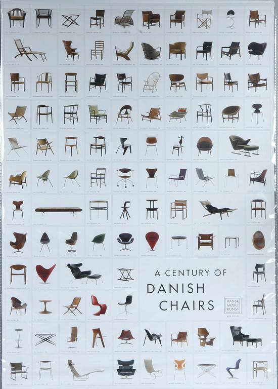 AFFISCHER, 2 st, "A century with Danish chairs/lightning".