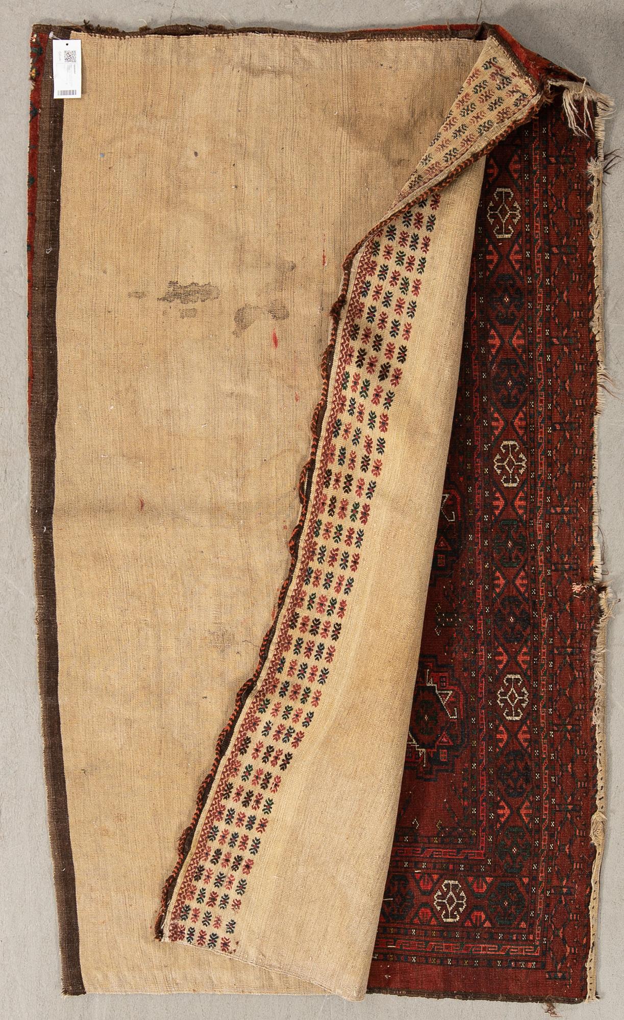 Yumoud rug bag semi-antique with flat-woven back, approx. 105x178 cm.