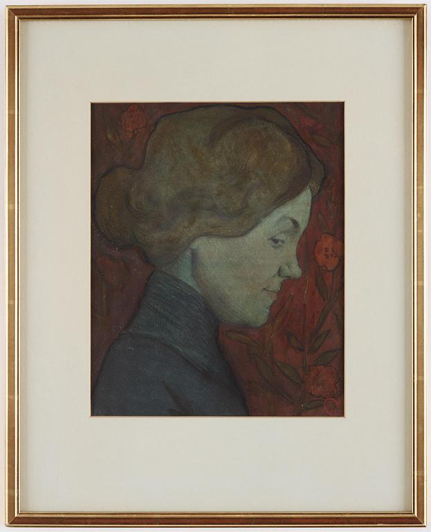 Ivar Arosenius, The actress Ester Sahlin (1881-1959) in profile.