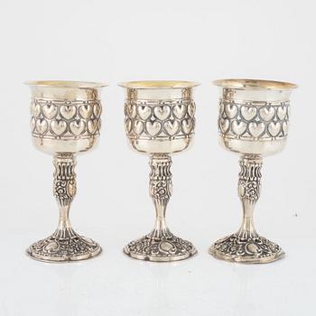 Six silver goblets, Norway, first half of the 20th Century.