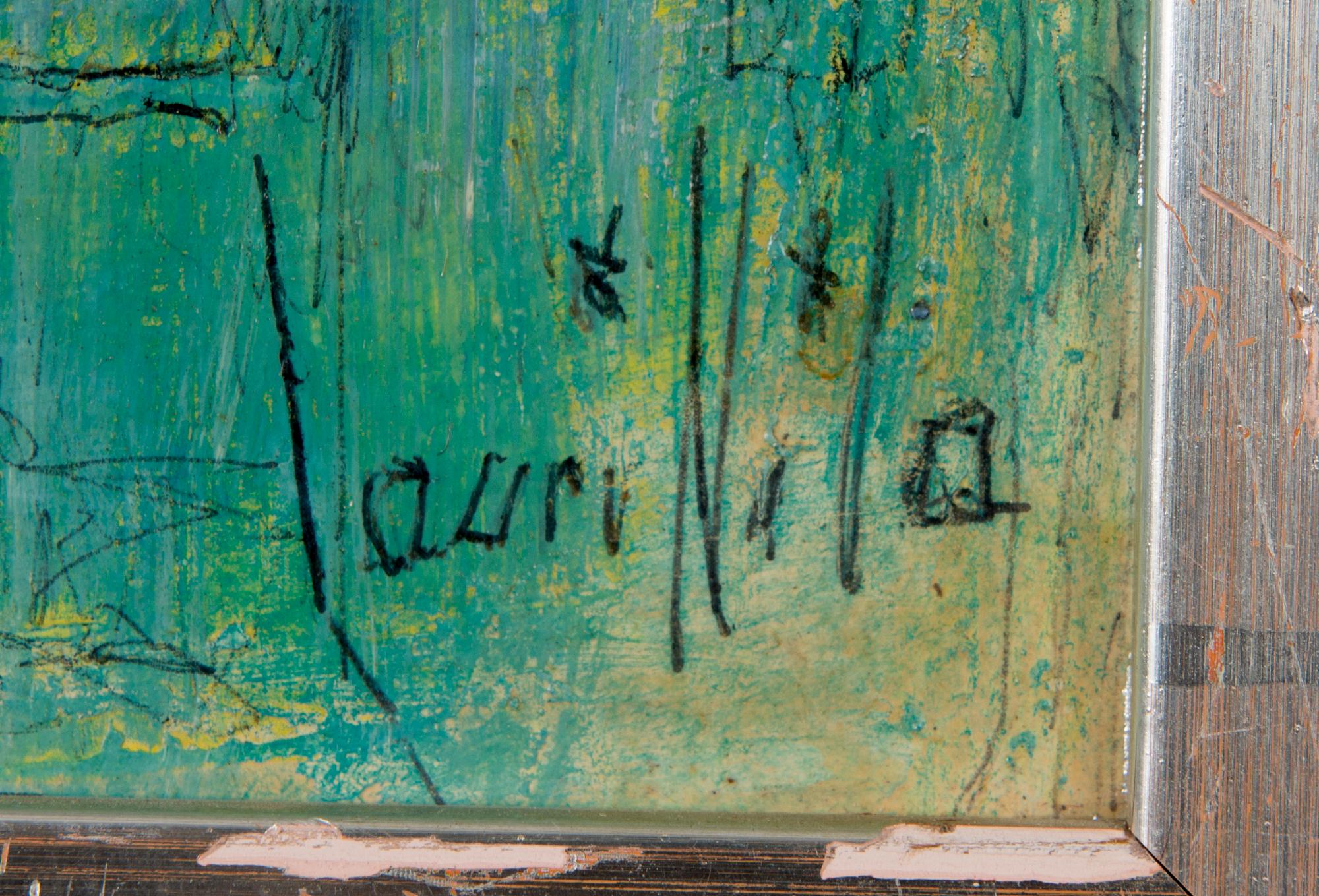 LAURI NILA, blandteknik på pannå, signerad.