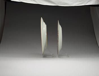 Two large famille rose 'double peacock' serving dishes, Qing dynasty, Qianlong (1736-95).