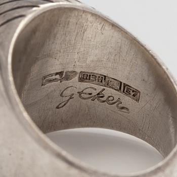 Anna-Greta Eker, a silver ring, synthetic  sapphire, Auran Kultaseppä Turku 1958.
