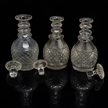 Three late 19th century glass decanters.