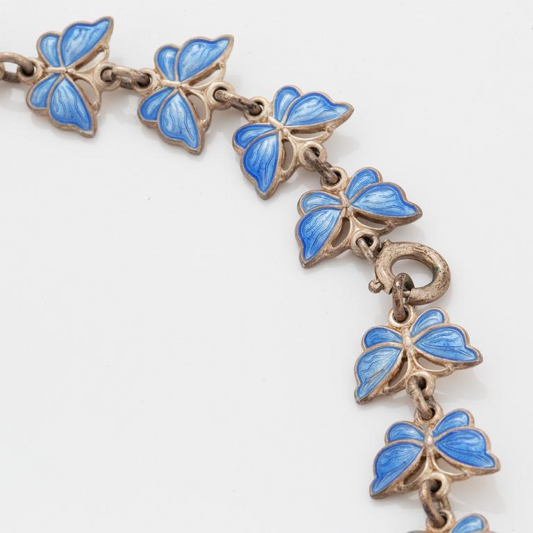 Collier, Volmer Bahner, sterlingsilver och blå emalj, Danmark.