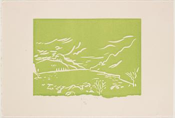 Barry Flanagan, linoleum cut. Signed and numbered 45/50. Dated -76.