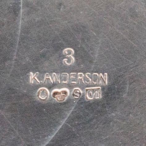 JAKTBÄGARE, 3 st, silver med vildsvinständer, K Andersson, Stockholm, 1916.