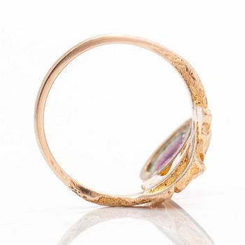 Björn Weckström, a 14K gold ring 'Pond in the forest' with a tourmaline. Lapponia 1971.