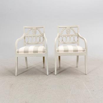 A pair of gustavian style chairs, circa 1900.