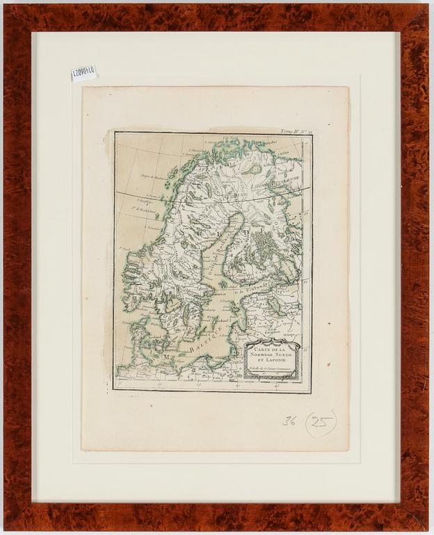 KARTA, kopparstick, "carte de la norvège, suede et laponie", troligen 1700-tal.