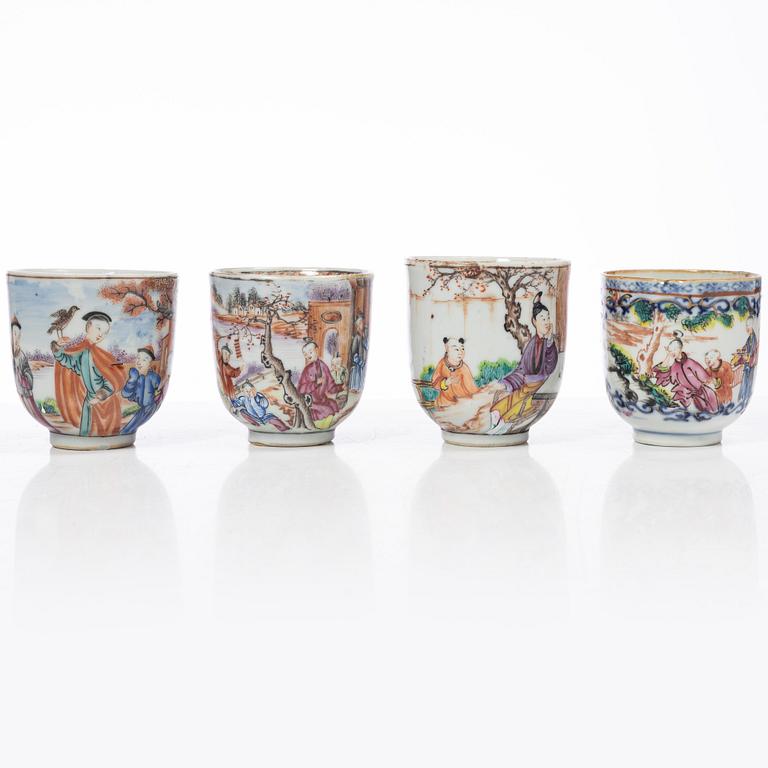 Thirteen porcelain cups, China, mostly 18th century.