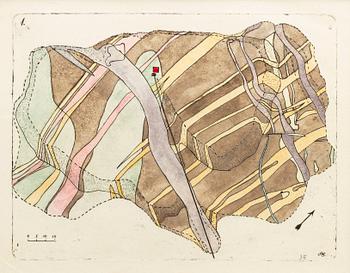 STEN EKLUND, etching, hand coloured, signed.
