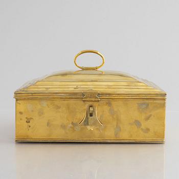 A Northern-European brass casket, dated 1778.