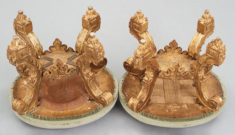 A pair of Swedish Baroque stools, attributed to  Burchard Precht, circa 1700.