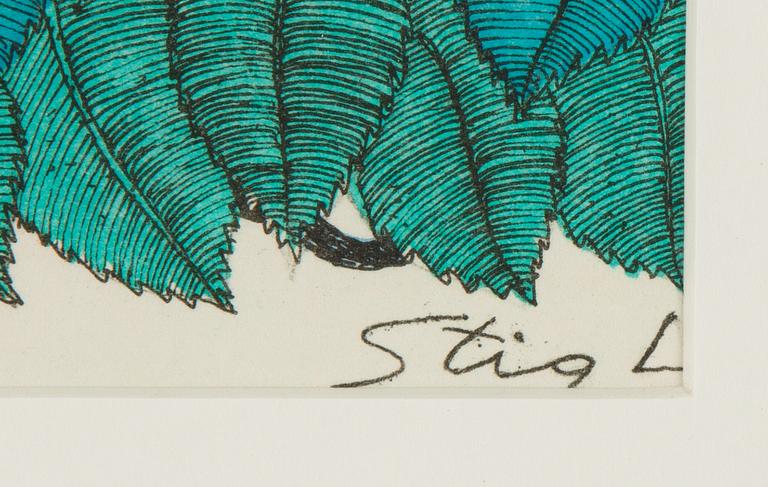 Stig Lindberg, litograph in colours, signed in the print.