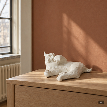 Vicke Lindstrand, a figurine, 'Lying Lynx', Upsala Ekeby.