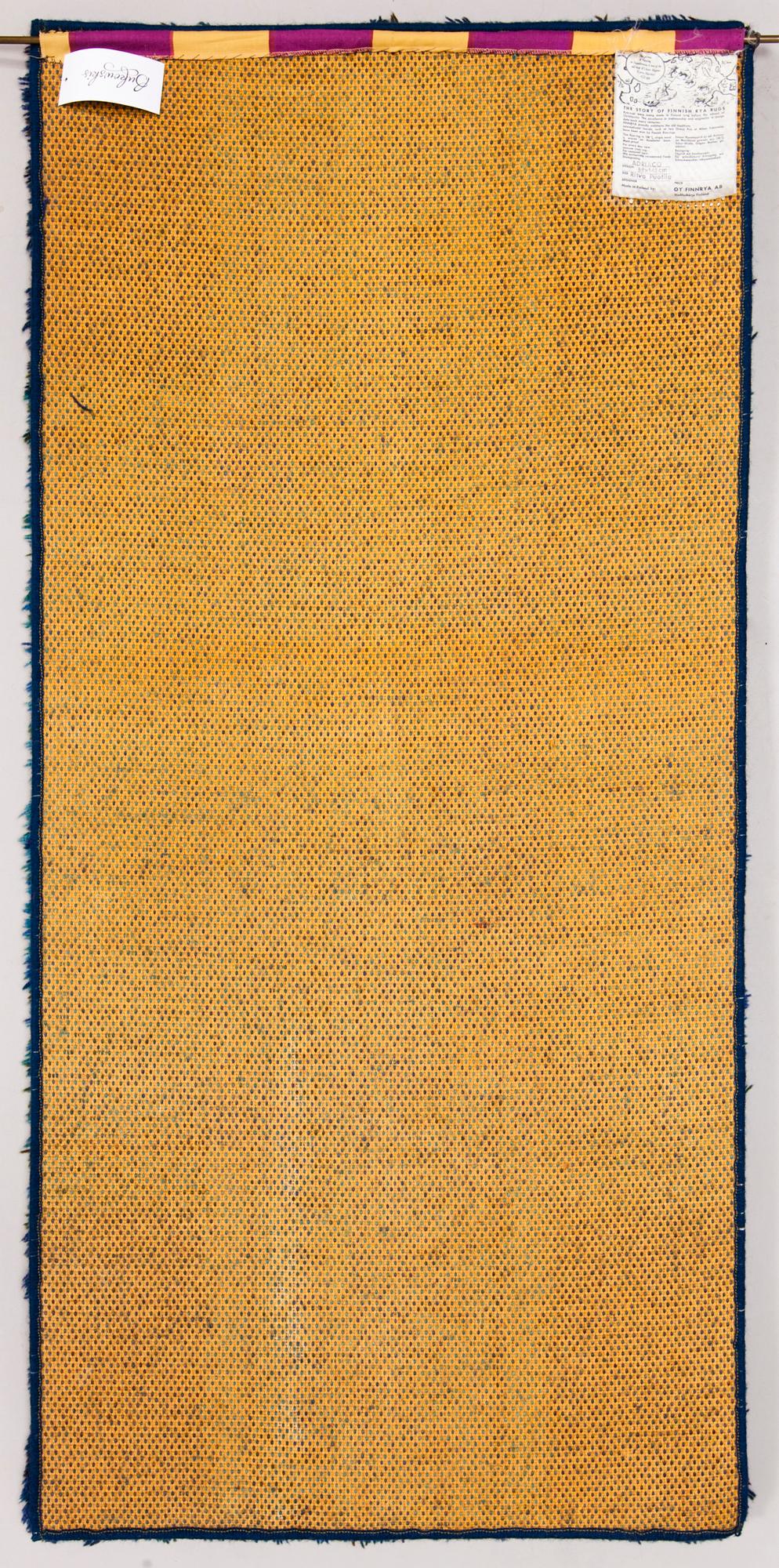 RITVA PUOTILA, ryijymatto, Finnrya. Noin 143x63 cm.