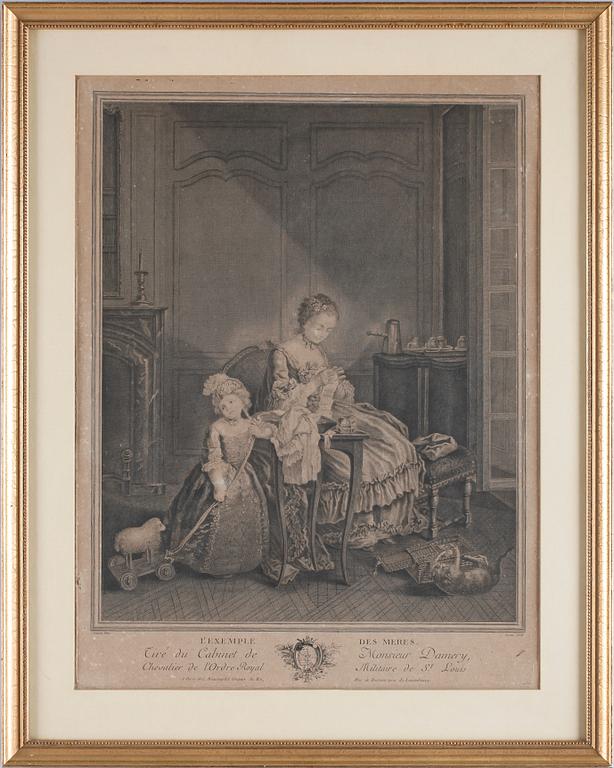 PARTI GRAVYRER, 4 st, Frankrike, bl.a. efter Nicolas Lafrensen, 1700/1800-tal.