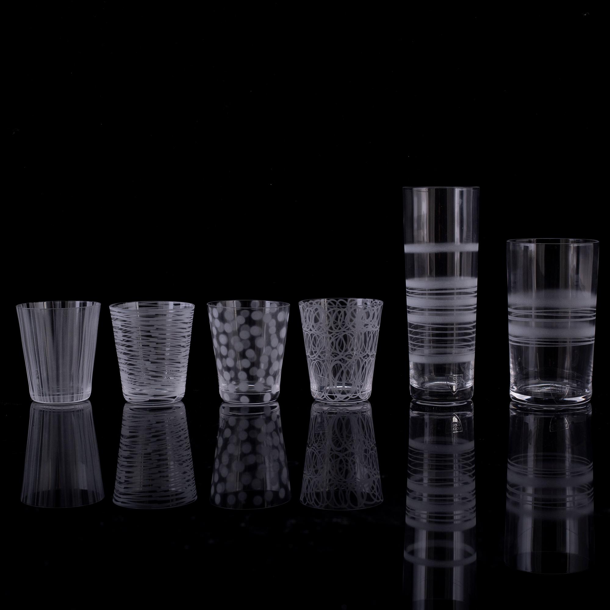 INGEGERD RÅMAN, glas, 6 delar, Orrefors, 2000-tal.