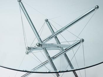 A Theodore Waddell '714' chromed steel and glass dining table, Cassina, Italy.