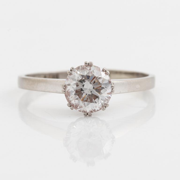 Ring, 18K white gold, with brilliant-cut diamond 1.04 ct.
