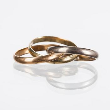 RING, 3-delad, trefärgat 18k guld, Åbo, Kupittaan kulta 1991.