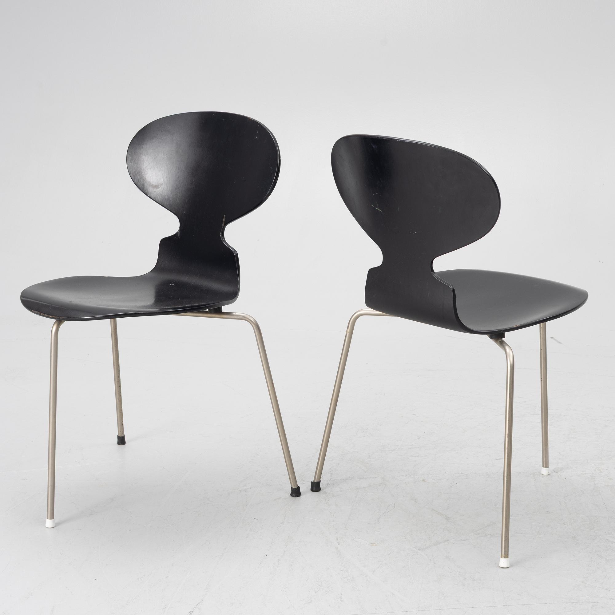 Arne Jacobsen, six 'Ant' chairs, Fritz Hansen, Denmark, 1950s/60s.