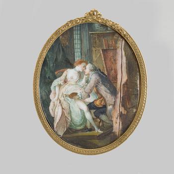 LOUIS GABRIEL MOREAU, miniatyrmålning på elfenben. Signerad.