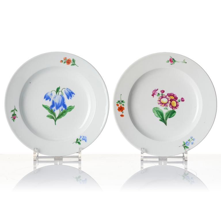 A set of nine porcelain plates, Meissen like mark. first half of 20th century.